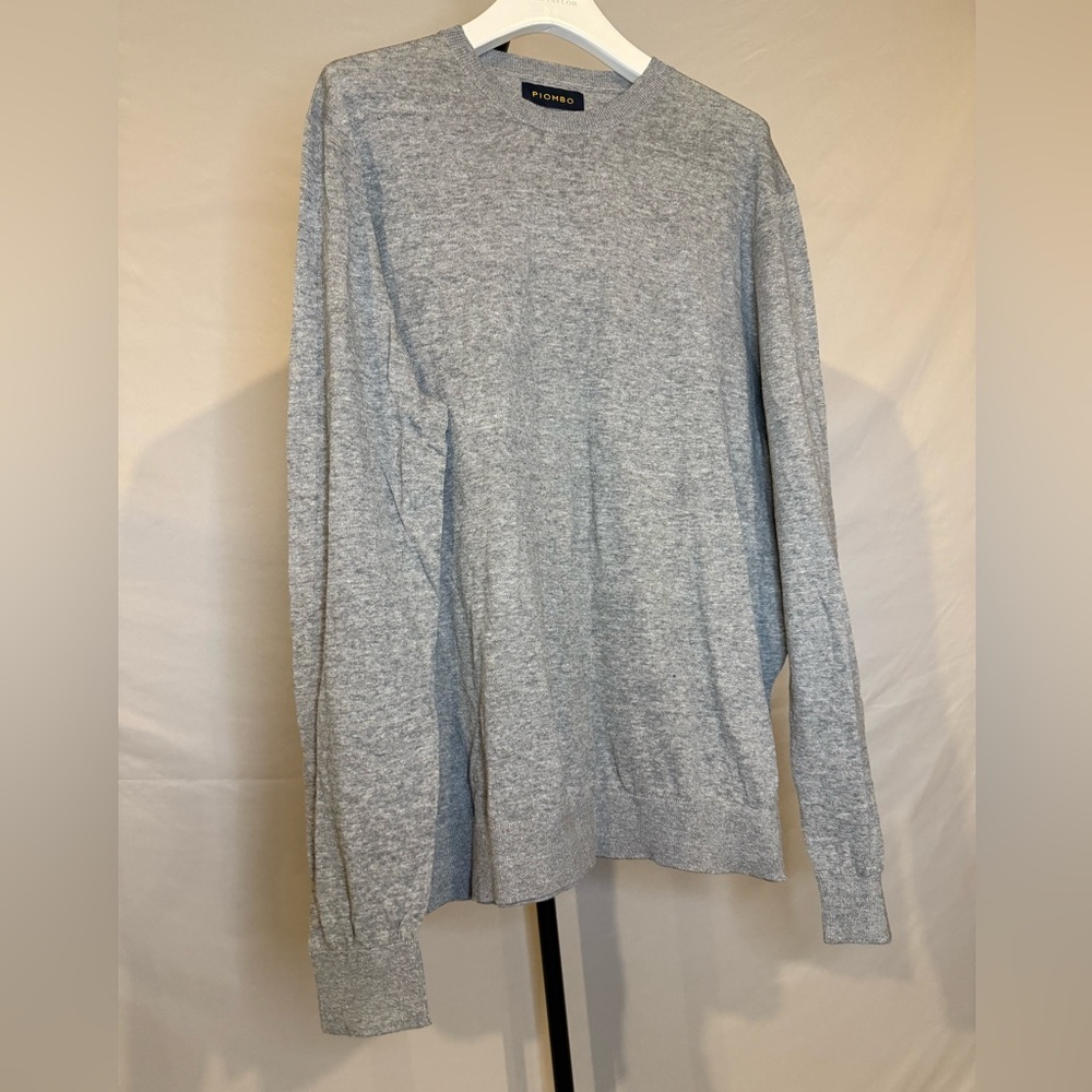 PIOMBO Men’s Gray Long Sleeve‎ Cotton/Linen Sweater